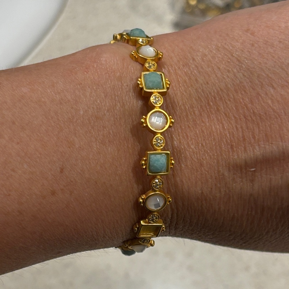 Chic Gold and Chalcedony Bracelet 925 Freida Rothman Sterling